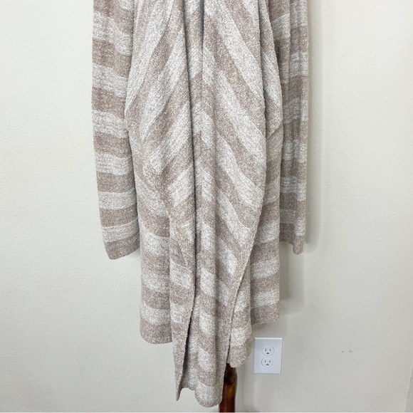 Barefoot Dreams Bamboo Chic Lite Tan Striped Knit Calypso Wrap Cardigan - Picture 4 of 13
